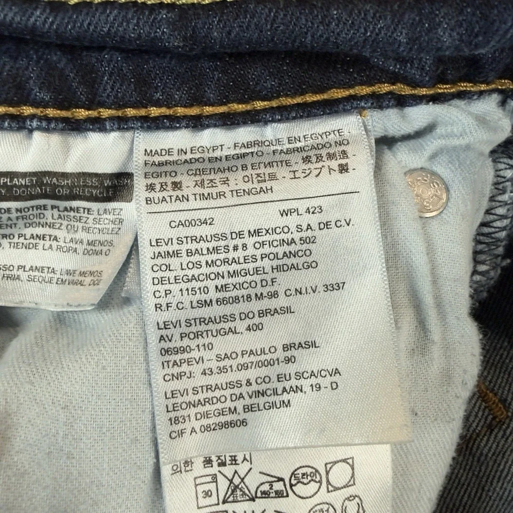 Levis 504 Jeans Mens 36x30 Blue Straight Leg Mid Rise Stretch Dark‎ Wash